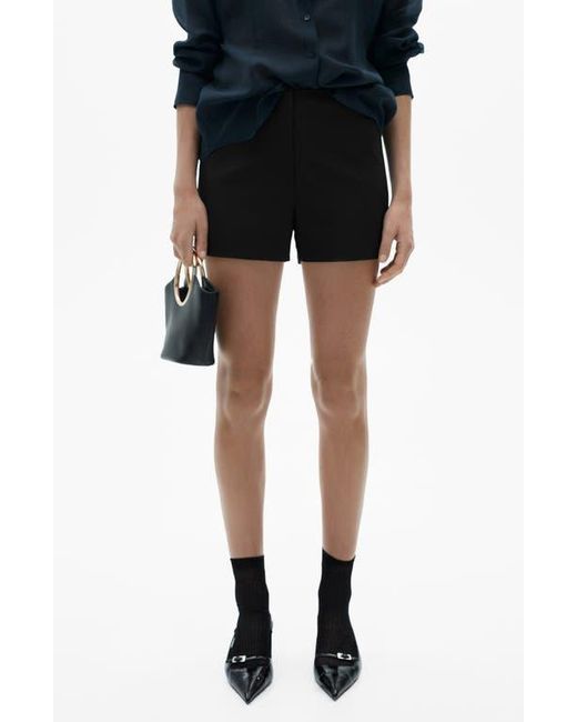 Mango Black Flat Front High Waist Straight Shorts
