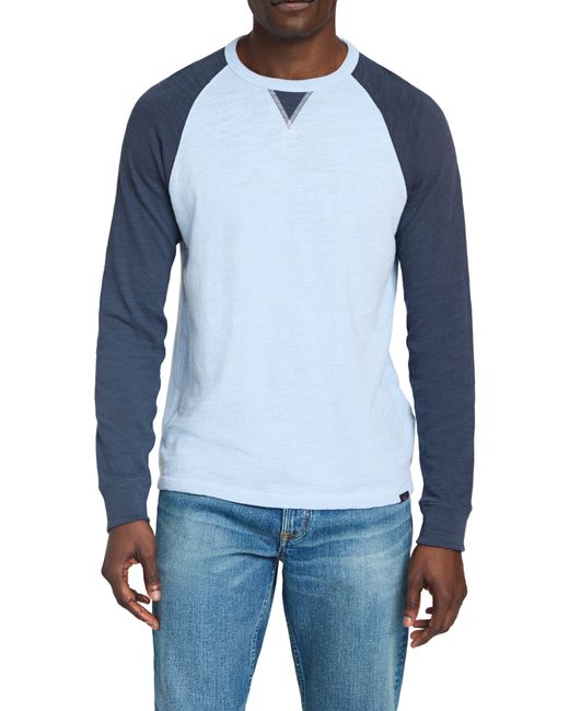 Faherty Brand Blue Sunwashed Colorblock Long Sleeve T-shirt for men