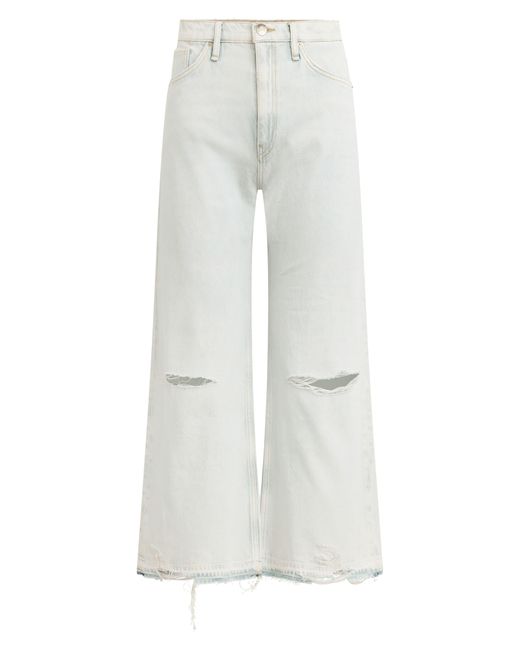 Hudson White Jodie Ripped High Waist Ankle Wide Leg Jeans