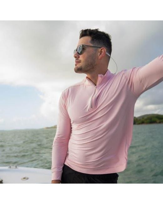BloqUV Pink Mock Zip Top for men
