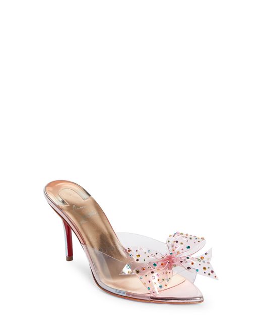 Christian Louboutin Pink Crystal Embellished Pointed Toe Slide Sandal