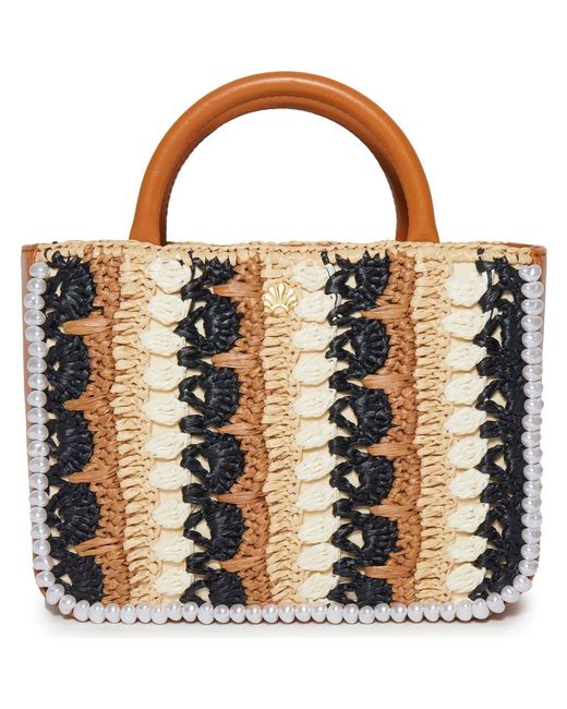 Lele Sadoughi Brown Maya Raffia Mini Tote