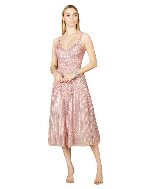 LARA New York Pink Flowing, Sequin Midi Dress
