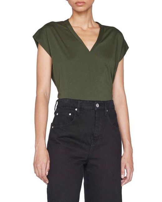 FRAME Green Le Mid Rise V-neck T-shirt