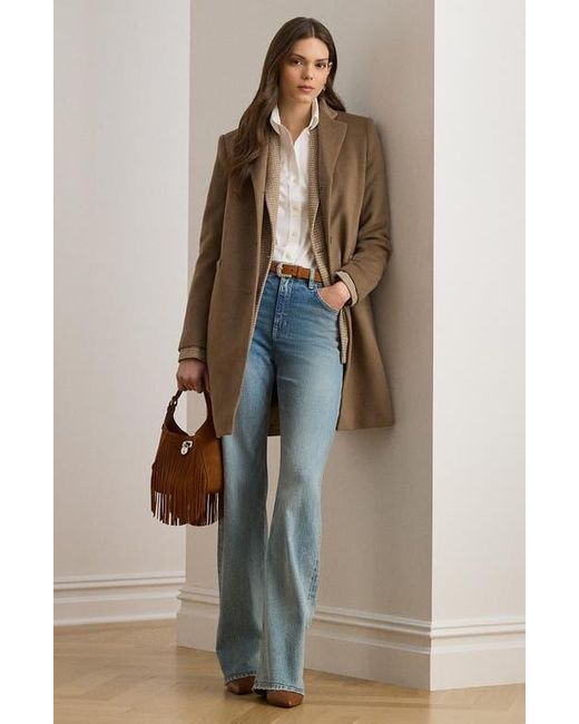 Ralph Lauren Brown Longline Wool Blend Coat