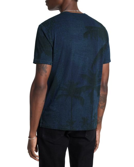 John Varvatos Blue Gobi Palm Burnout T-shirt for men