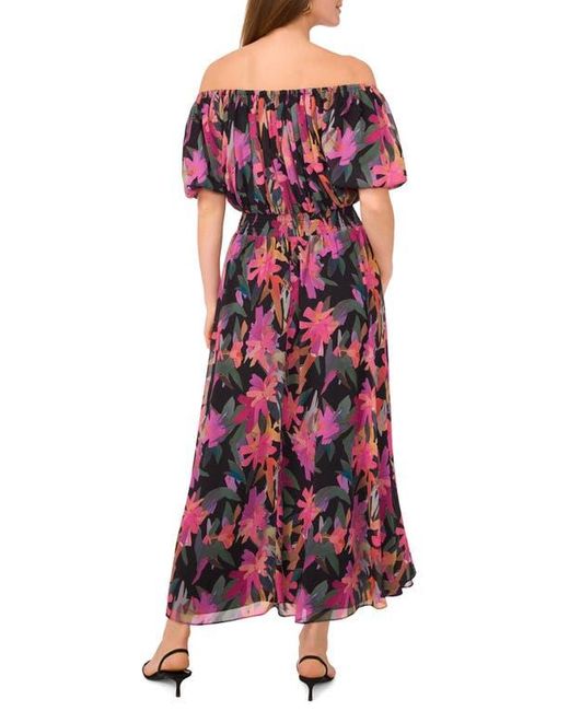 Vince Camuto Floral Off The Shoulder Puff Sleeve Maxi Dress in Red | Lyst