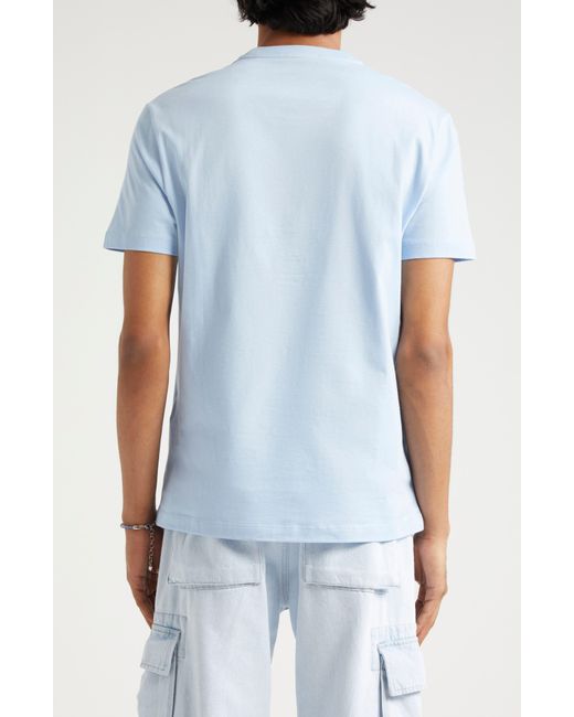 Versace Blue Embroidered Logo Cotton Jersey T-shirt for men
