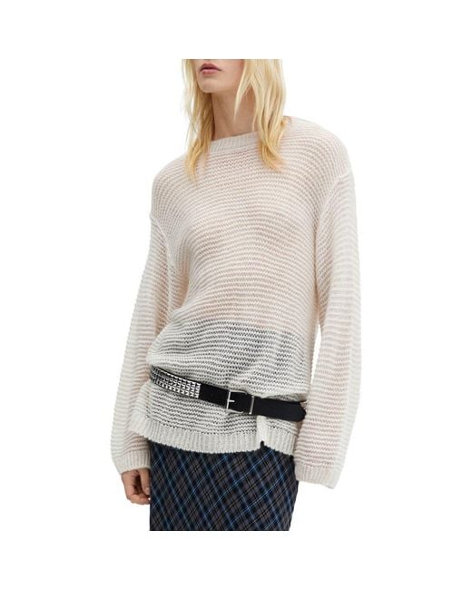 Mango Grumpi Open Stitch Jersey Sweater in Gray Lyst