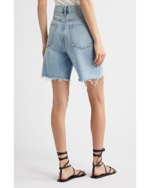FRAME Blue The Timeless Raw Hem Denim Bermuda Shorts