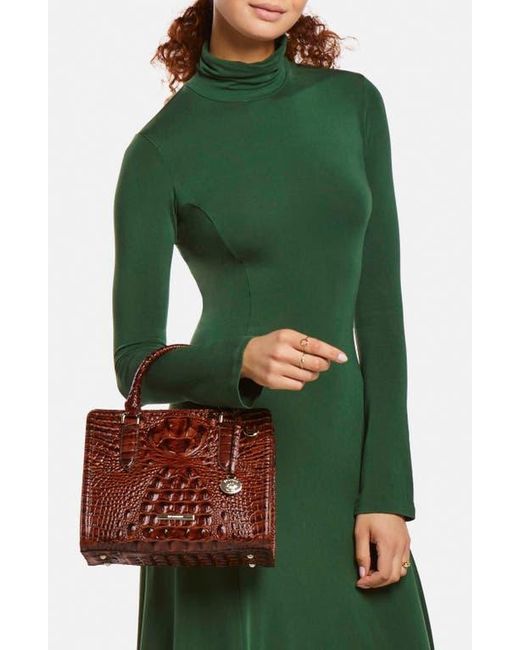 Brahmin Red Cami Embossed Leather Satchel