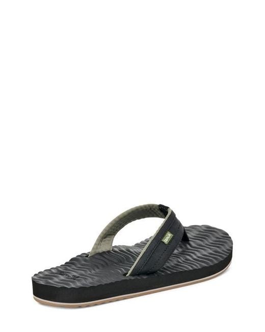 Sanuk Black Ziggy Plush Flip Flop for men