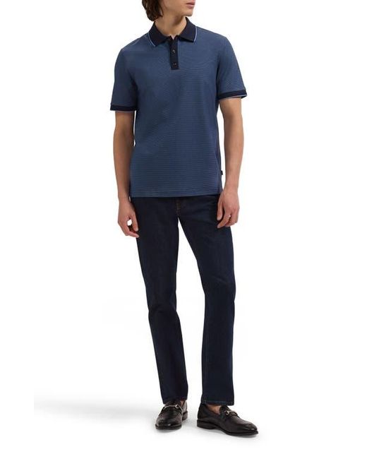 Bugatchi Blue Three Button Cotton Polo for men