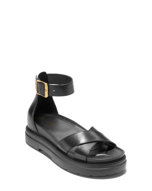Cole Haan Fraya Ankle Strap Platform Sandal in Black | Lyst