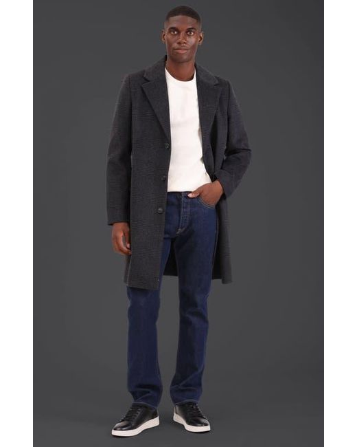 Bagatelle Black Houndstooth Topcoat for men