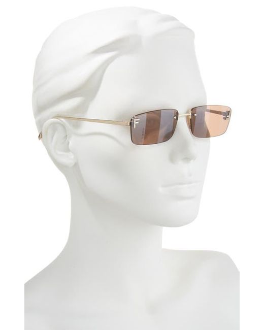 Fendi Brown First Rimless Rectangular Sunglasses