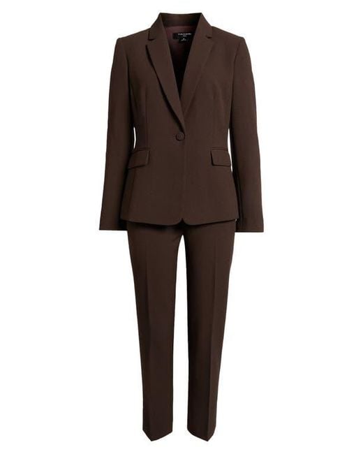 Tahari Black One-Button Crepe Jacket & Pants Set