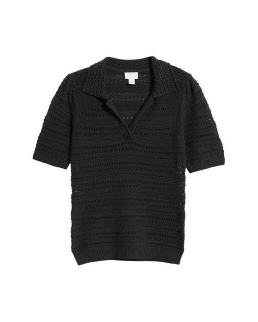 Caslon Black Mixed Stitch Polo Sweater