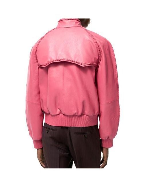 Burberry Red Leather Locksley Jacket for men