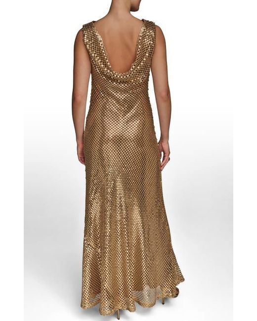 Donna Karan Brown Sleeveless Sequin Gown