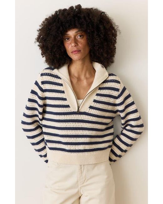 Marine Layer Multicolor Stripe Open Stitch Quarter Zip Sweater