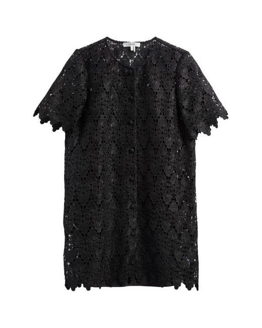 FRAME Black The Lace Button Front Dress