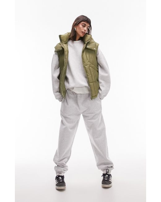 Oversize Hooded Puffer Vest in White Lyst