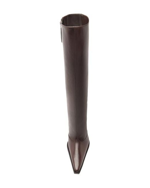 SCHUTZ SHOES Brown Raffaela Up Block Pointed Toe Knee High Boot