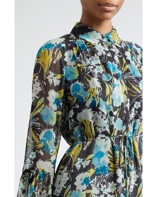 Cinq À Sept Green Lyra Tossed Floral Long Sleeve Minidress