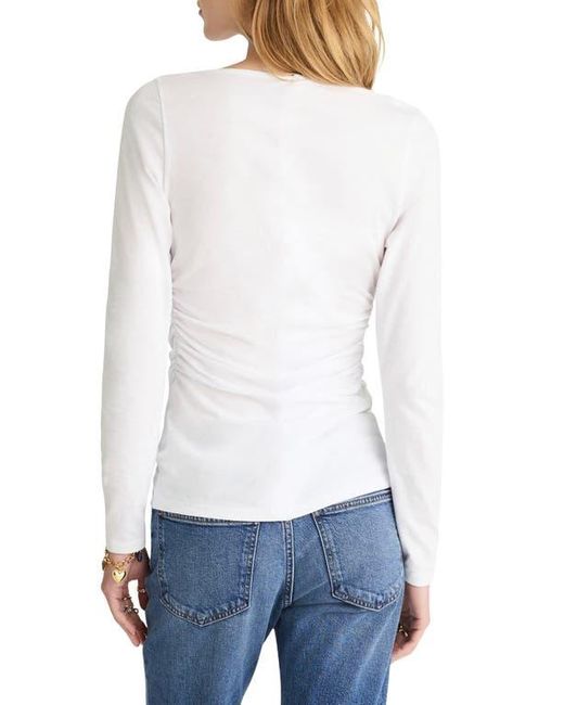 Madewell White Ruched Long Sleeve Top