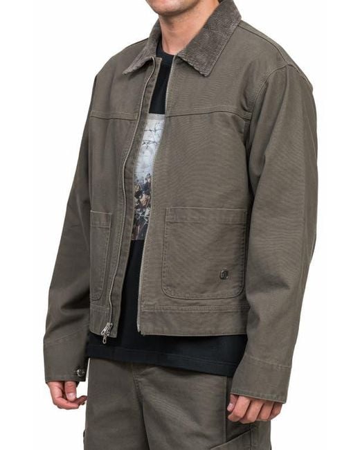 Alpha Style Gray Blun Zip-Up Work Jacket for men