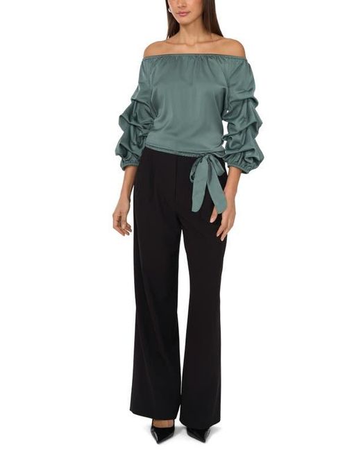 Vince Camuto Green Off The Shoulder Bubble Sleeve Top
