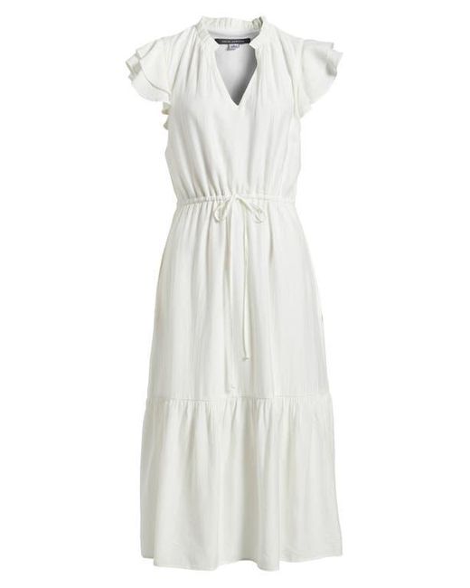 Julia Jordan White Flutter Sleeve Midi Dress