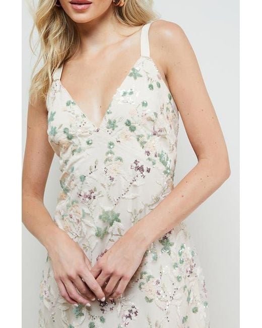 Oasis White Hand Embellished V-Neck Midi Dress