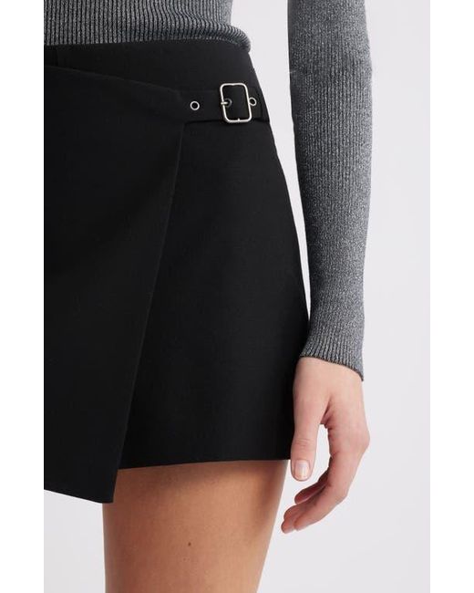 Open Edit Black Tailored Faux Wrap Mini Skort