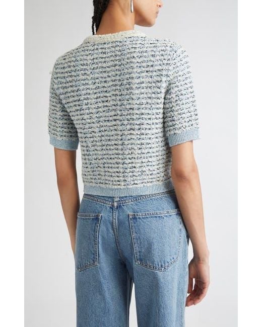 St. John Blue Sequin Eyelash Cardigan
