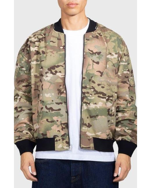 Pleasures Multicolor Rhinestone Embellished Print Cotton Bomber Jacket for men