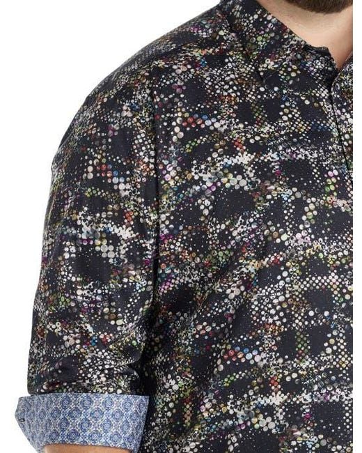 Robert Graham Black Big & Tall Grid Textured Sport Shirt for men