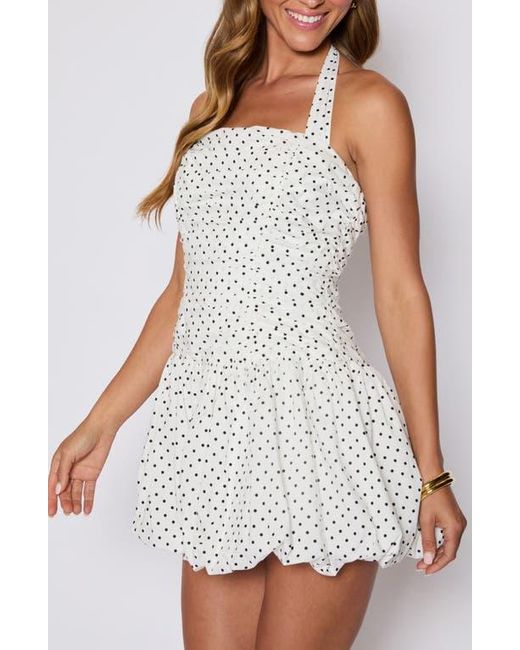 Vici Collection White Rory Polka Dot Bubble Hem Halter Minidress