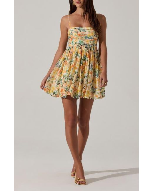 Astr Multicolor Floral Bubble Hem Minidress