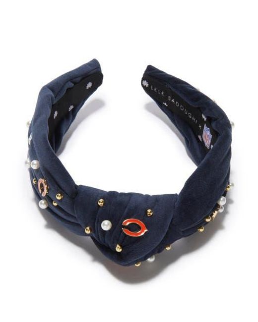 Lele Sadoughi Blue Chicago Bears Embellished Knotted Headband