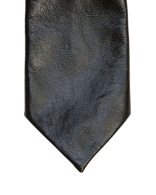 Bottega Veneta Black Shiny Leather Tie for men