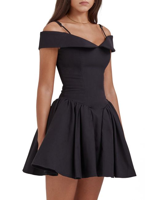 House Of Cb Black Elida Off The Shoulder Minidress