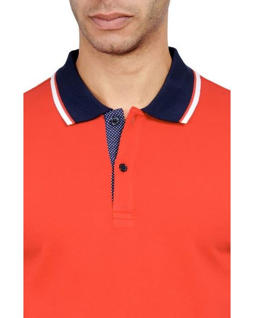 Con.struct Red Slim Fit Solid Cotton Stretch Pique Polo for men