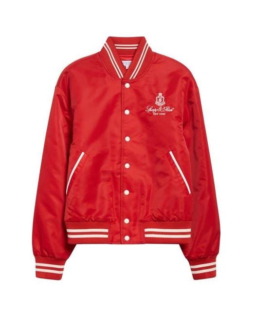 Sporty & Rich Red Vendome Nylon Varsity Jacket
