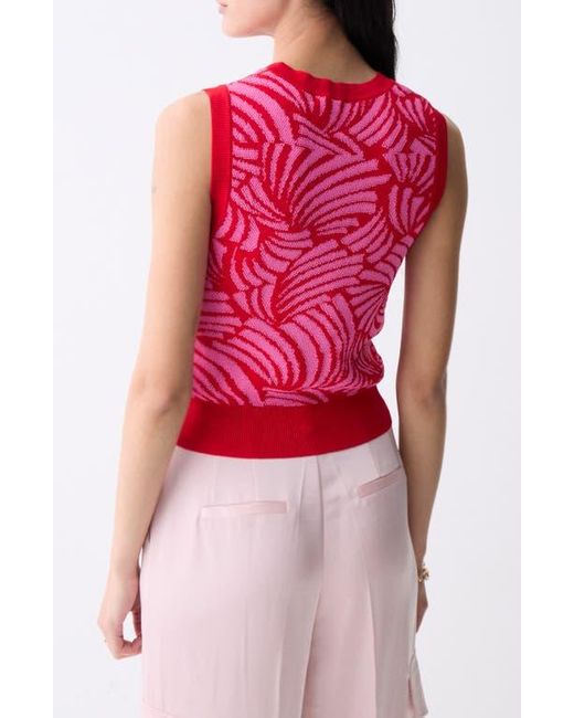 DELUC Pink Thyago Abstract Jacquard Sleeveless Sweater
