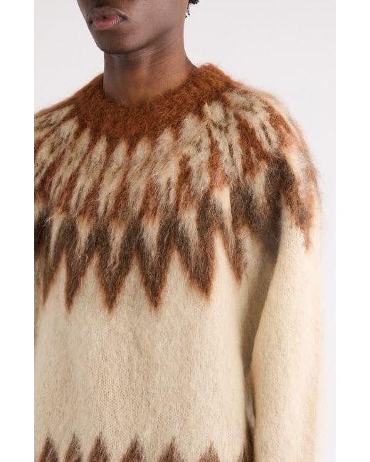 Isabel Marant Brown Nicholas Oversize Fair Isle Mohair Blend Crewneck Sweater for men