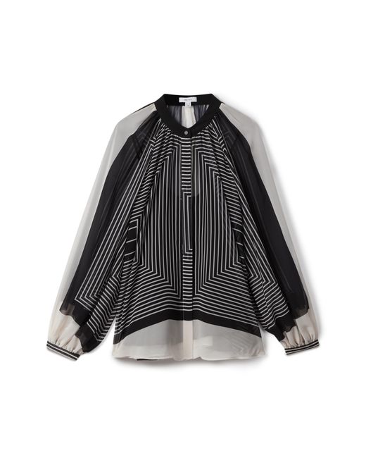 Reiss Black Charli Stripe Split Sleeve Top