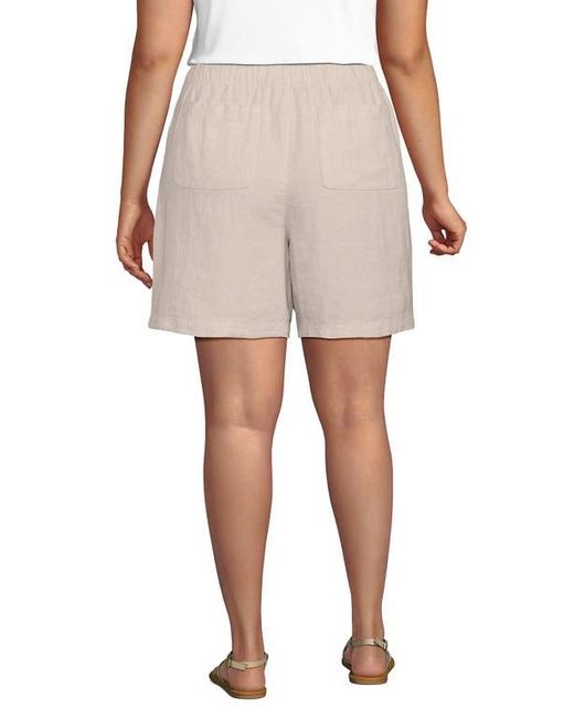 Lands' End Natural Linen High Rise Pull On 7 Shorts