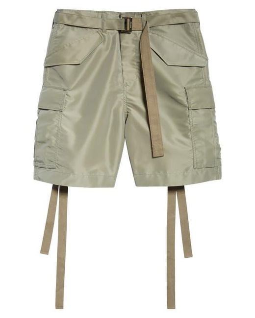 Sacai Nylon Twill Cargo Shorts in Natural for Men | Lyst
